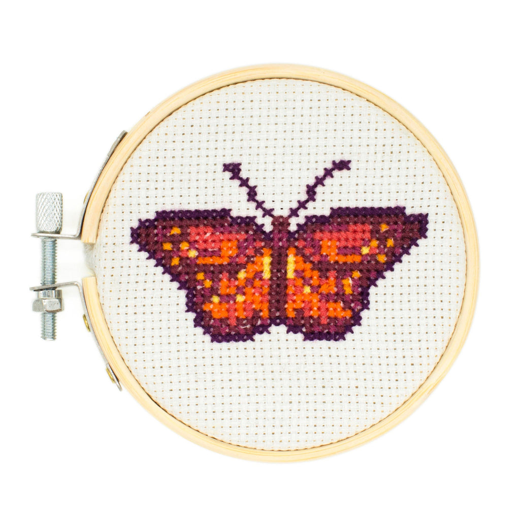 kikkerland mini cross stitch embroidery kit butterfly
