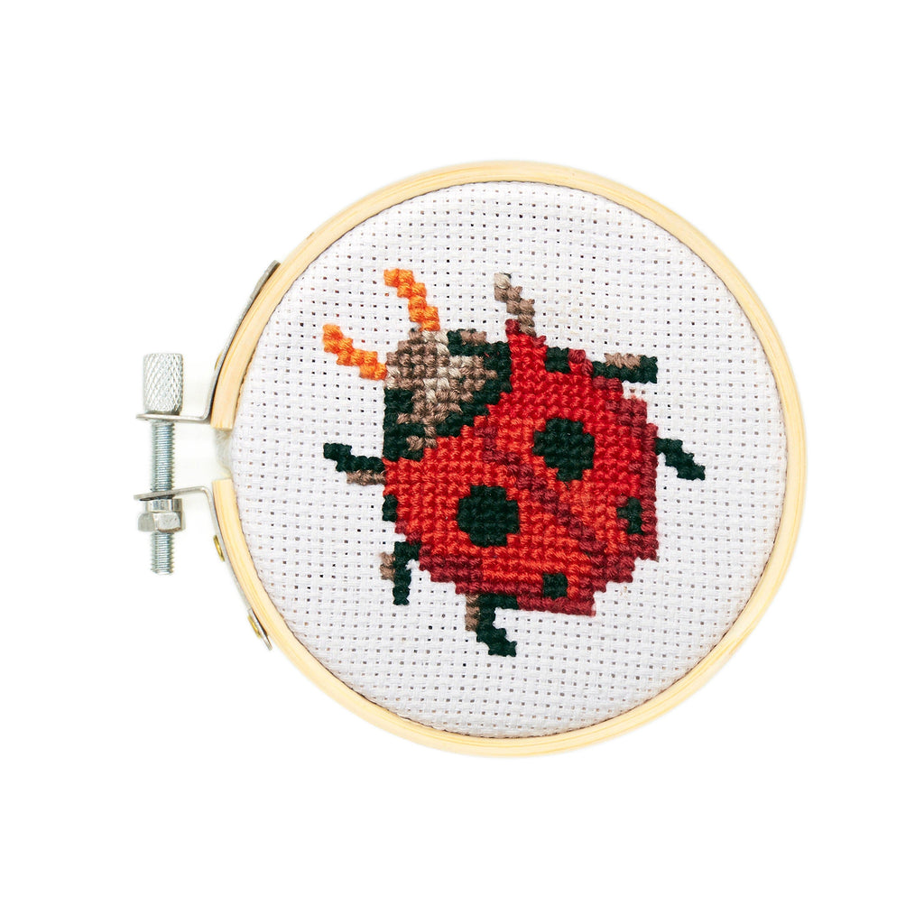 kikkerland mini cross stitch embroidery kit ladybug
