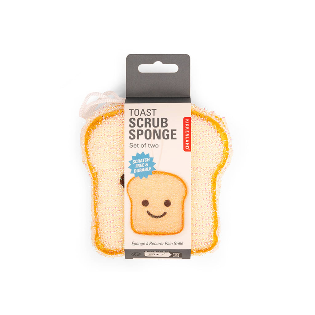 Kikkerland Toast Scrub Sponges, set of two in bellyband packaging.