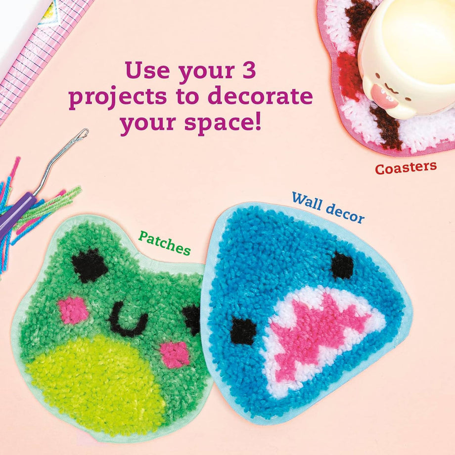 Klutz Latch Hook Animals (Red Panda, Frog and Shark) – Annie's