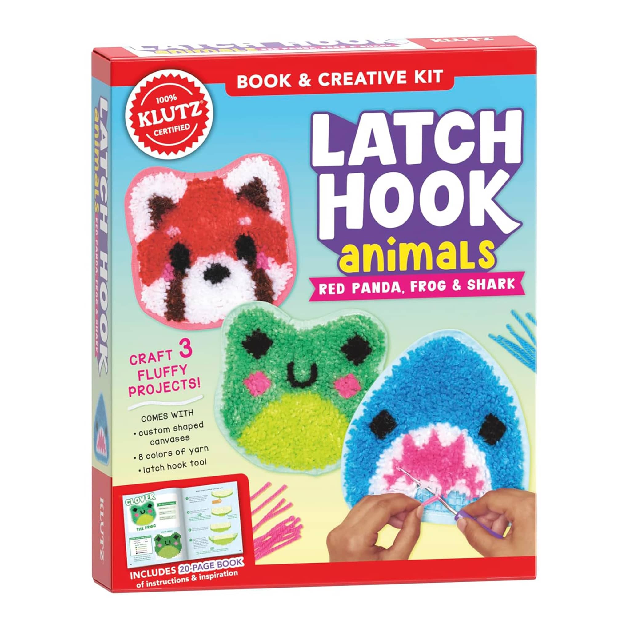 Klutz Latch Hook Animals (Red Panda, Frog and Shark) – Annie's
