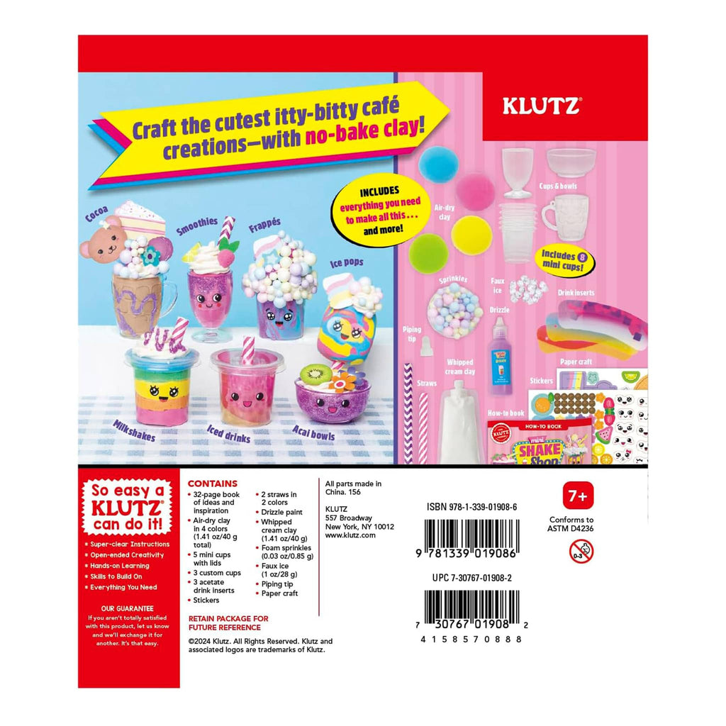 Klutz Mini Shake Shop Book and Activity Kit in box packaging, back view.