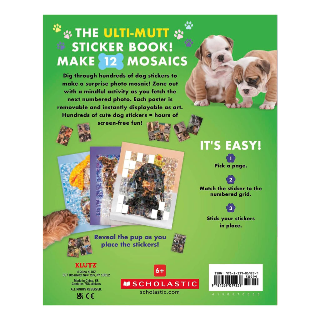 Klutz Press Dogs and Puppies Sticker Photo Mosaic Activity Book, back cover.