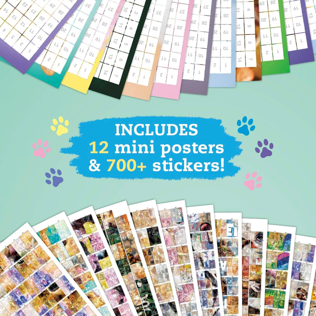 Klutz Press Dogs and Puppies Sticker Photo Mosaic Activity Book, sample pages and sticker pages.