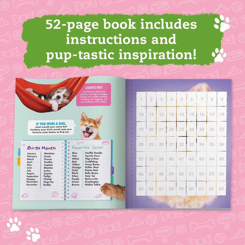 Klutz Press Dogs and Puppies Sticker Photo Mosaic Activity Book, sample page.