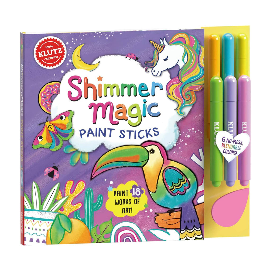 Klutz Shimmer Magic Paint Sticks with coloring and instruction book, front cover.