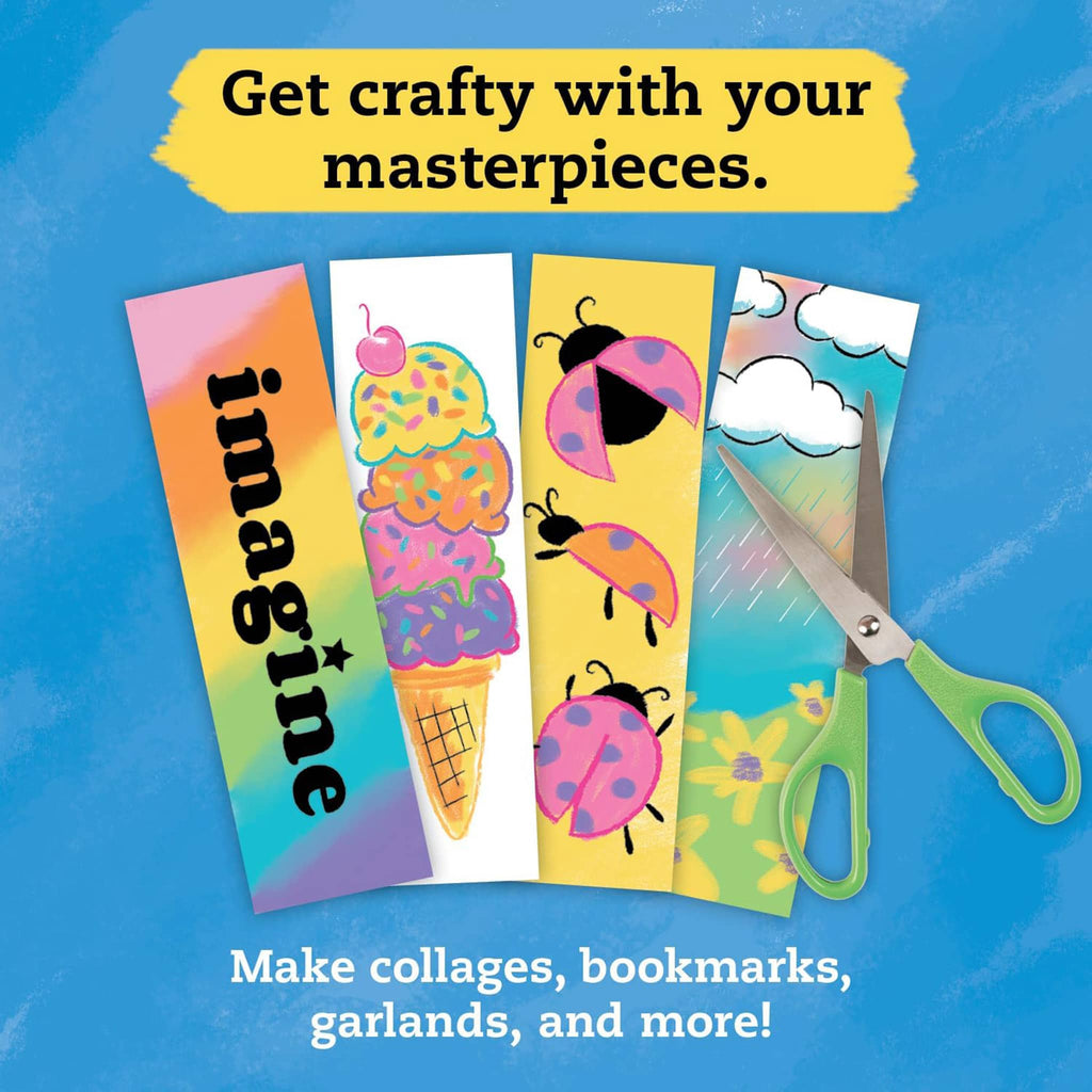 Klutz Shimmer Magic Paint Sticks, samples of bookmark projects with scissors.