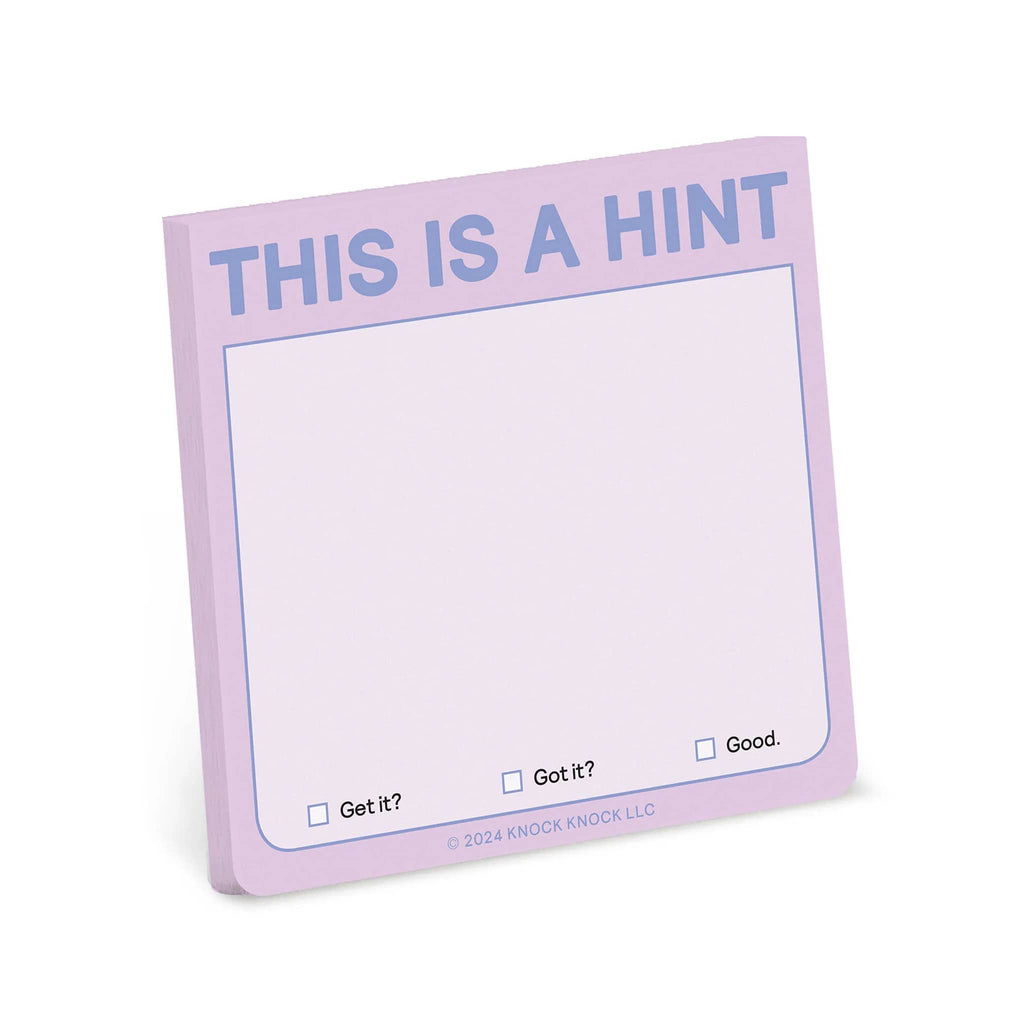 Knock Knock This is a Hint sticky notes in lilac, front angle.