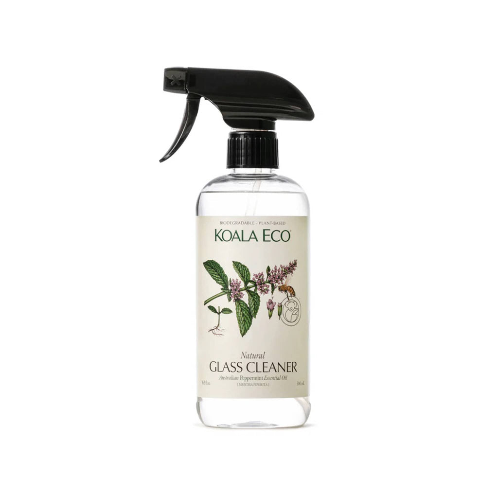 Koala Eco Peppermint Eco-Friendly Glass Cleaner in recycled spray bottle.