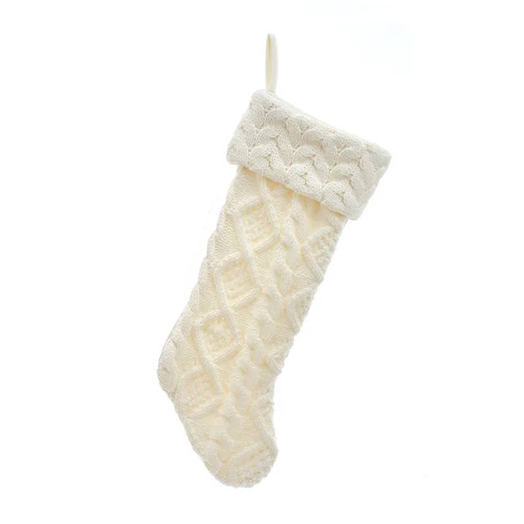 Kurt Adler Ivory Cable Knit Christmas stocking.