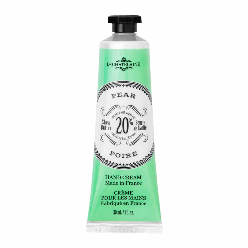Green hand cream tube with white label on a white background.