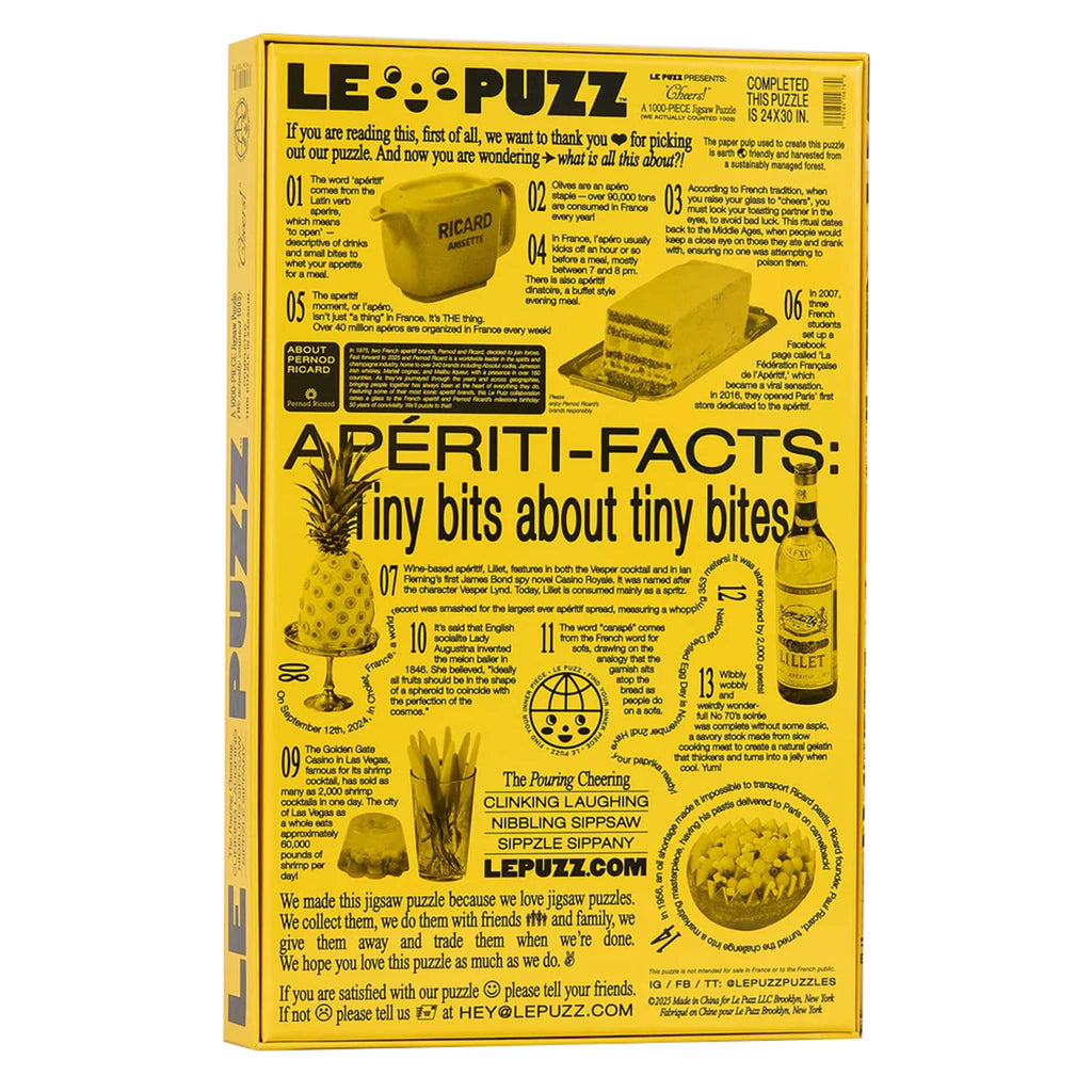 Yellow puzzle box with text and graphics on a white background.