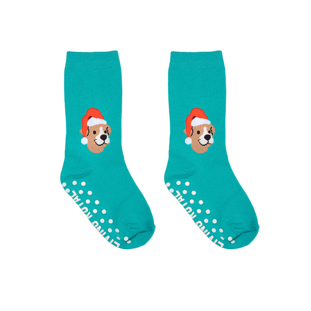 living royal kids santa puppy socks