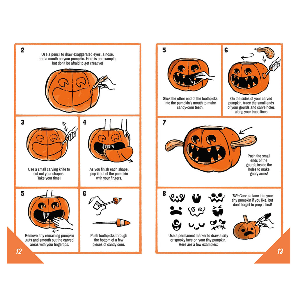 Macmillan Show-How Guides Pumpkin Carving paperback book goofy gourds instructions page 2.