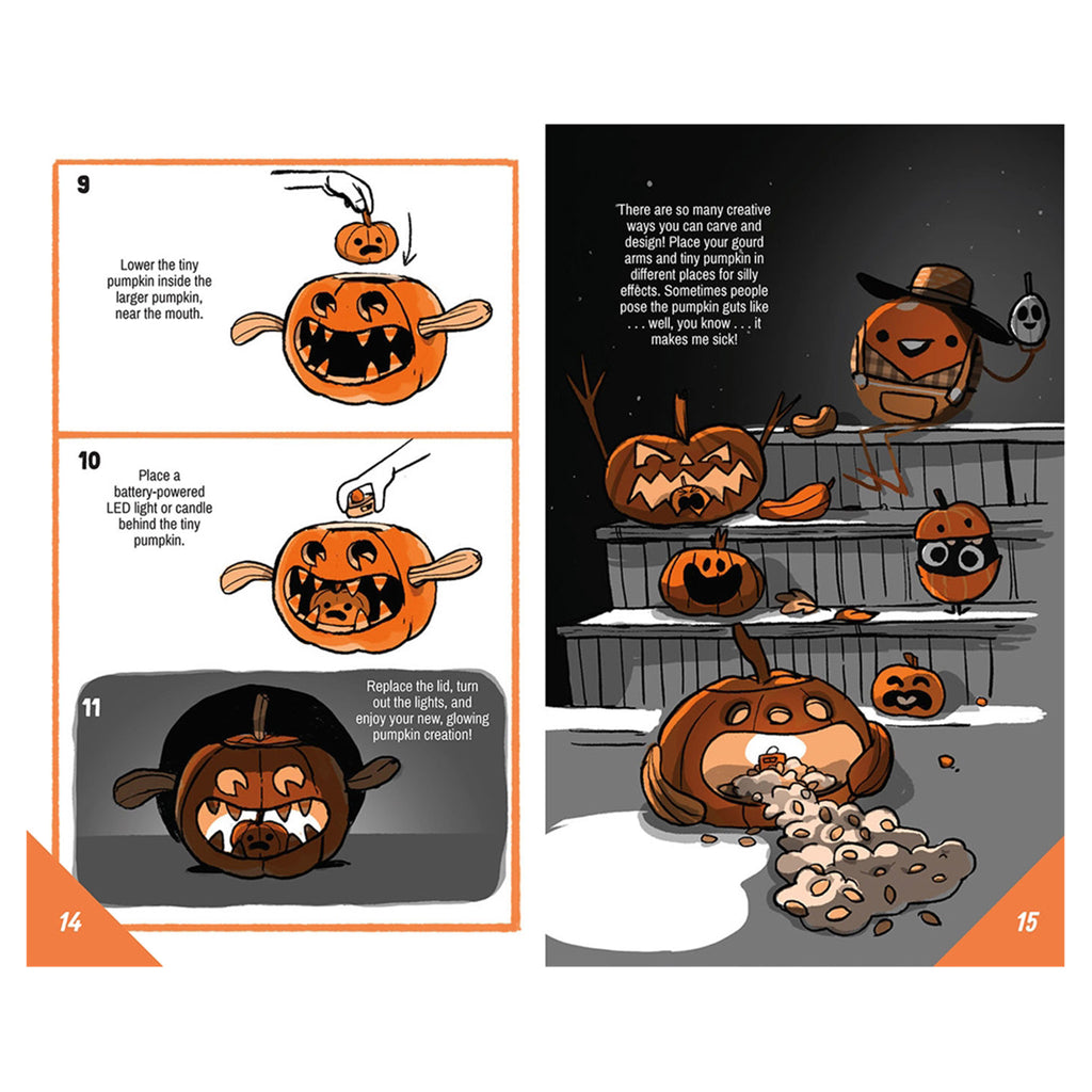 Macmillan Show-How Guides Pumpkin Carving paperback book goofy gourds instructions page 3.