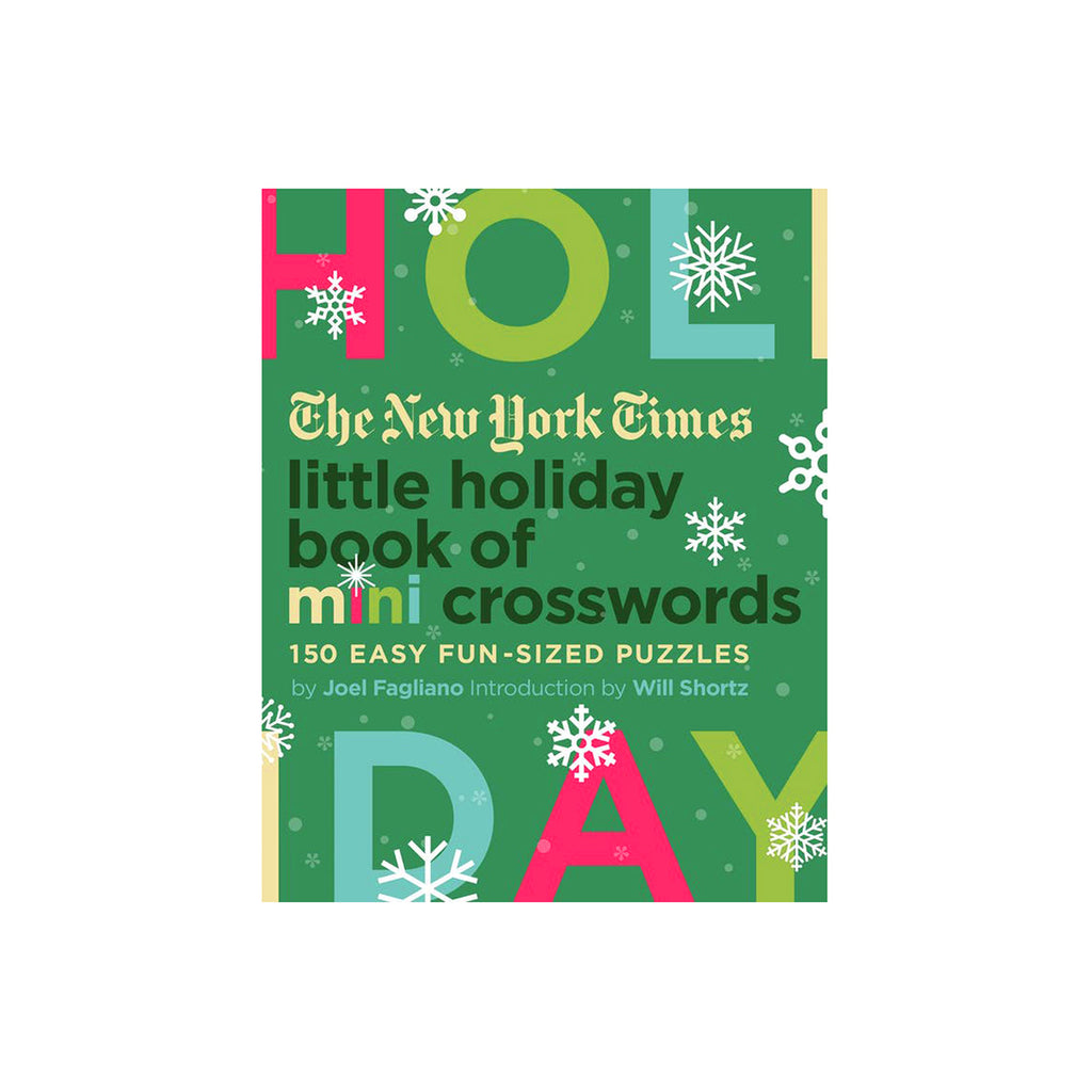 macmillan the new york times little holiday book of mini crosswords paperback book, front cover.