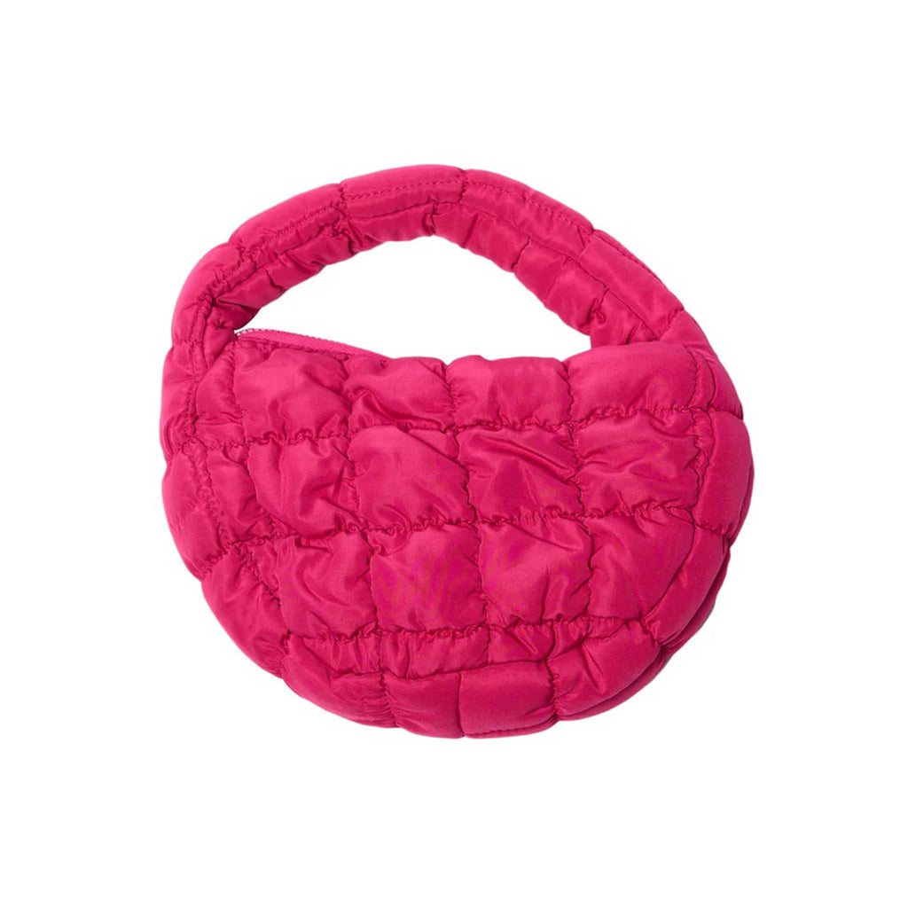 Malibu Sugar Daily Candy Mini Nylon Quilted Purse in bright pink.