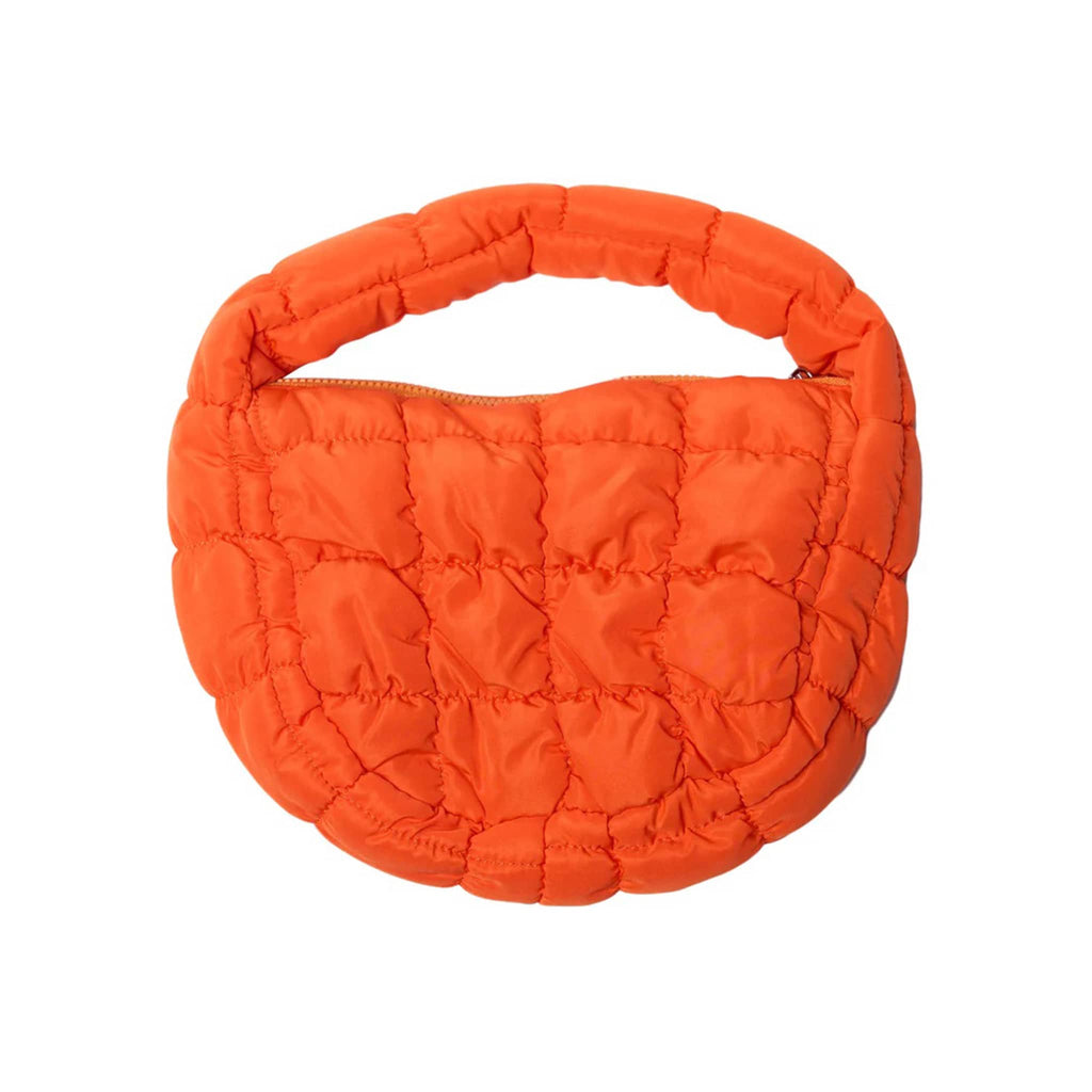 Malibu Sugar Daily Candy Mini Nylon Quilted Purse in orange, front view.