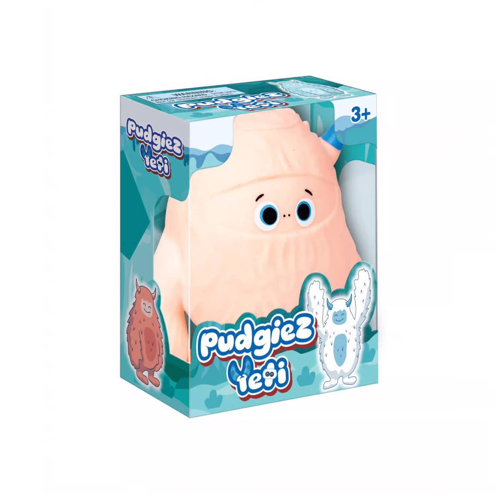 Pudgiez Yeti toy packaging on a white background.