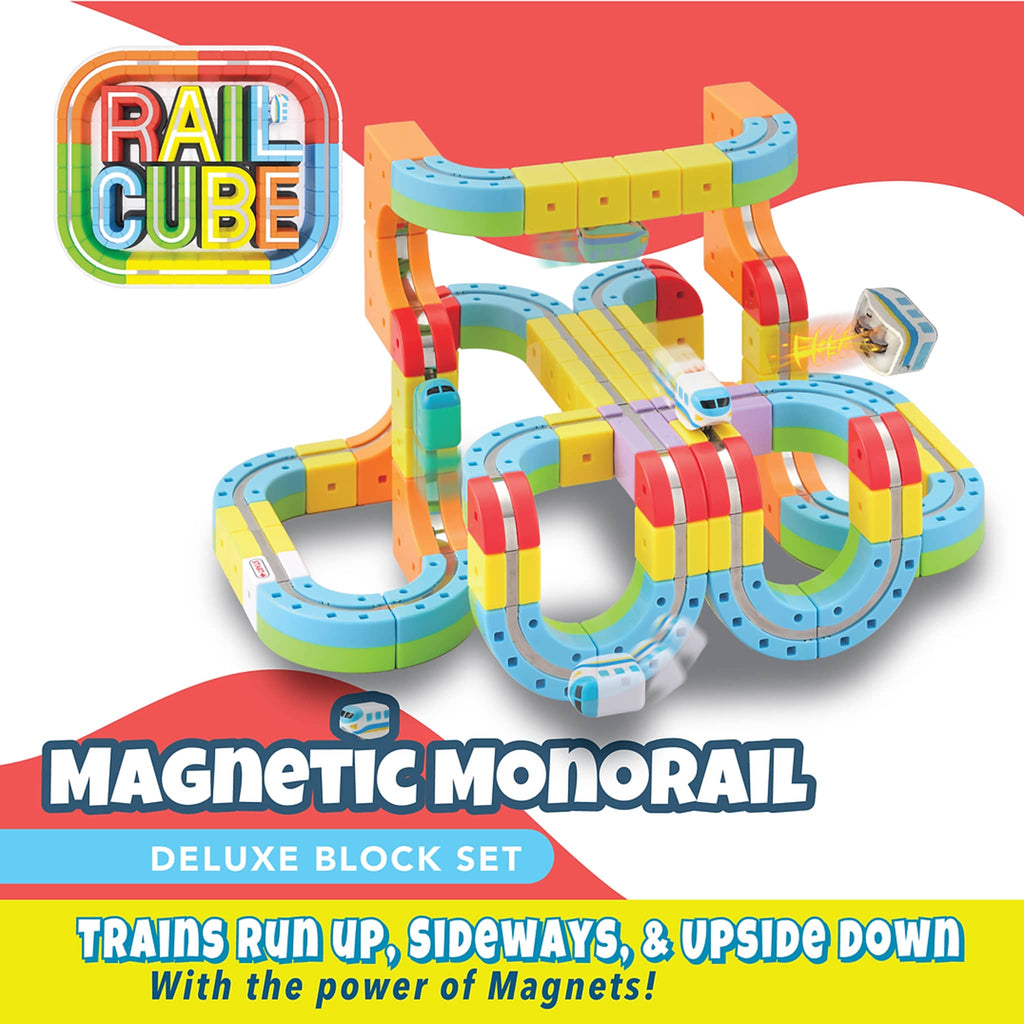 Meekins Rail Cube Magnetic Monorail Deluxe Block Set, in use.