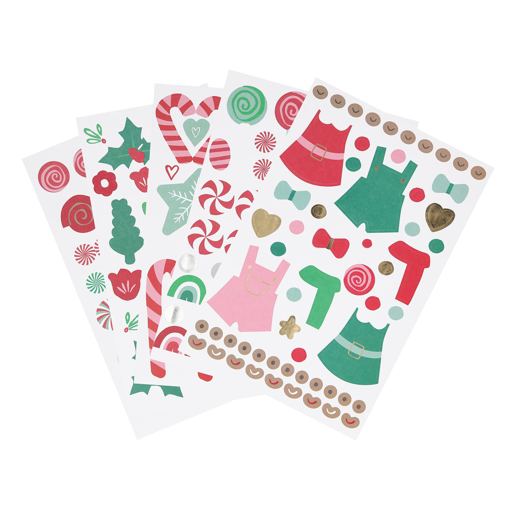 Meri Meri Gingerbread Sticker Advent Calendar, 5 sheets of included stickers.