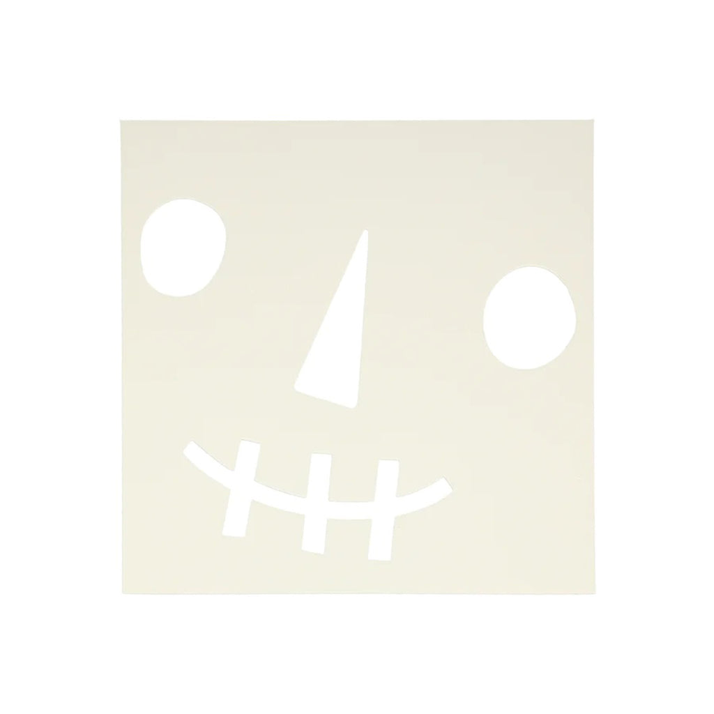 Meri Meri Pumpkin Decorating Kit, one of the included stencils featuring a funny face.