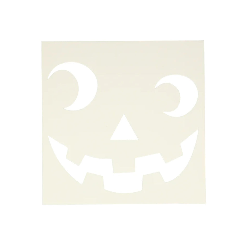 Meri Meri Pumpkin Decorating Kit, one of the included stencils featuring a funny face.