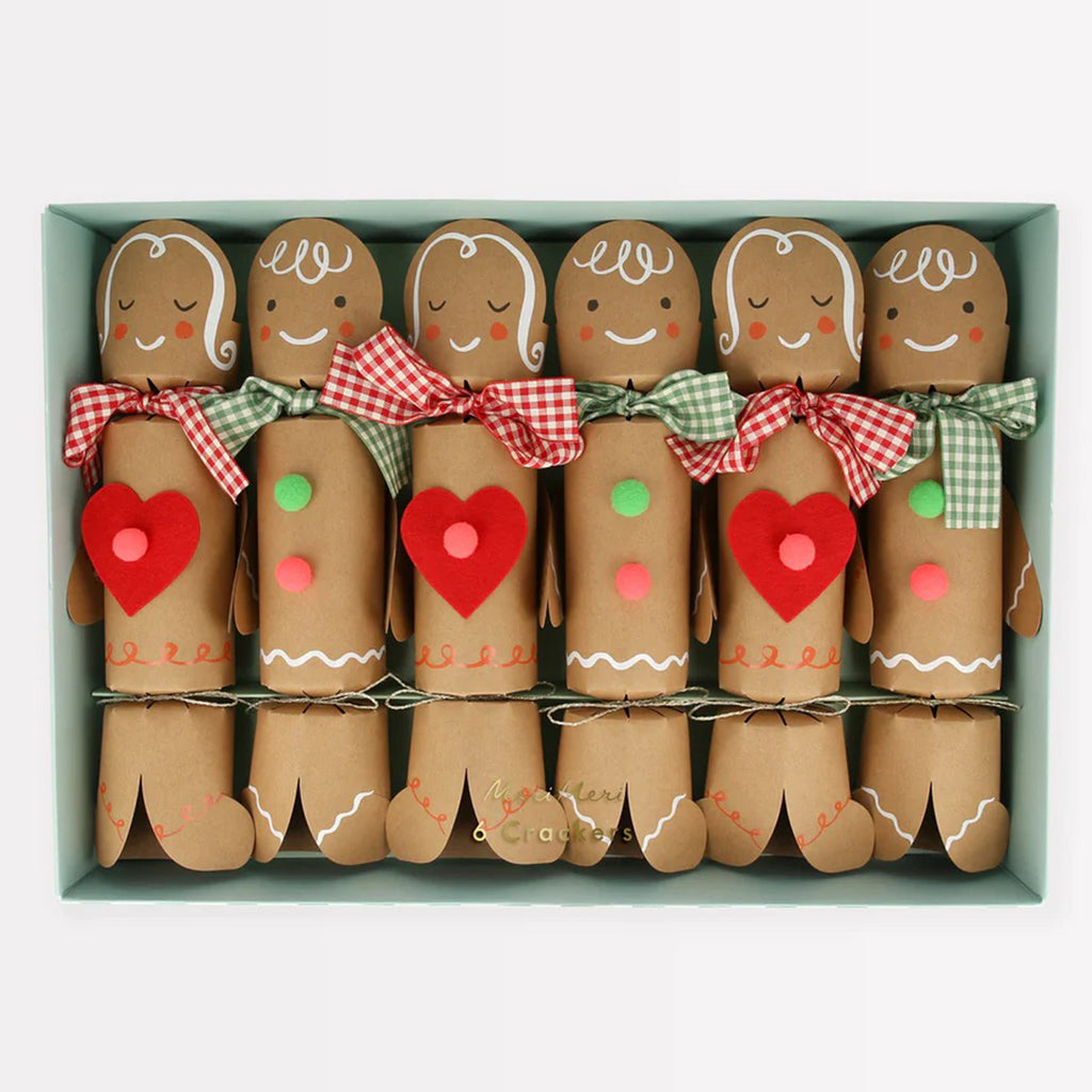 meri meri set of 6 gingerbread people crackers in box packaging