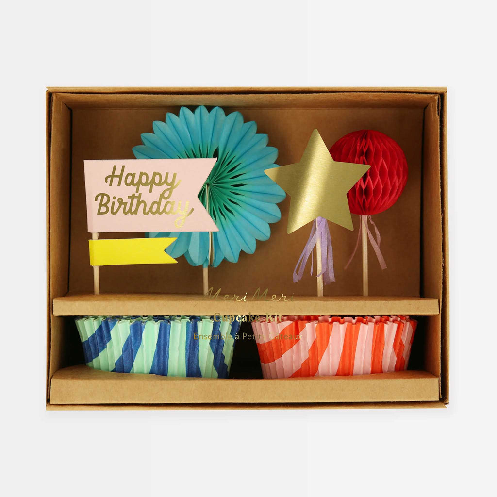 meri meri stripe party cupcake kit