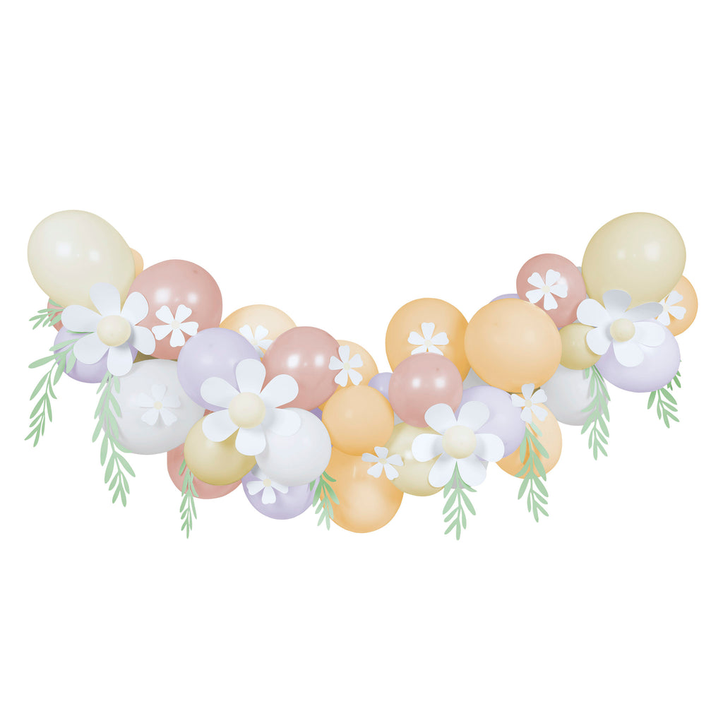 Meri Meri Pastel Daisy Balloon Garland stretched out to show full length.
