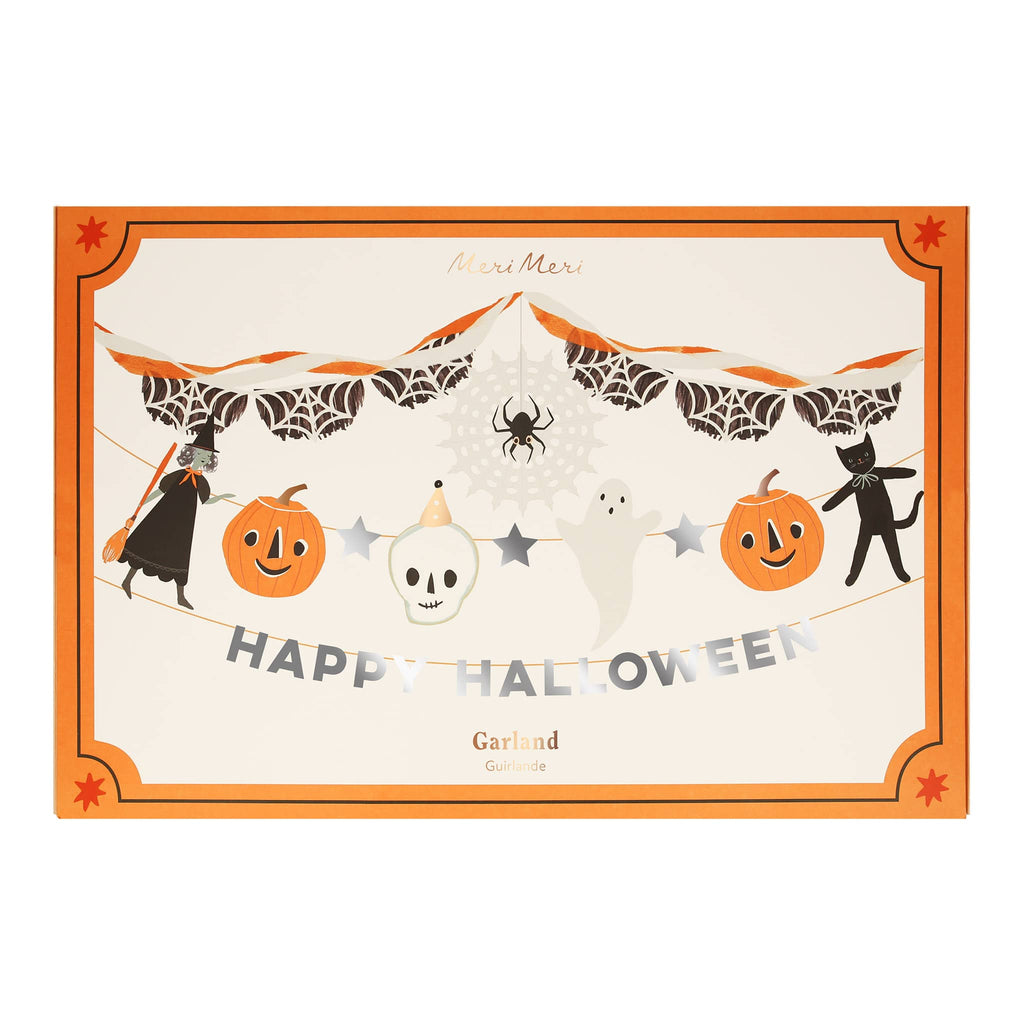 Meri Meri It's Halloween! 3-strand party garland, in box packaging.