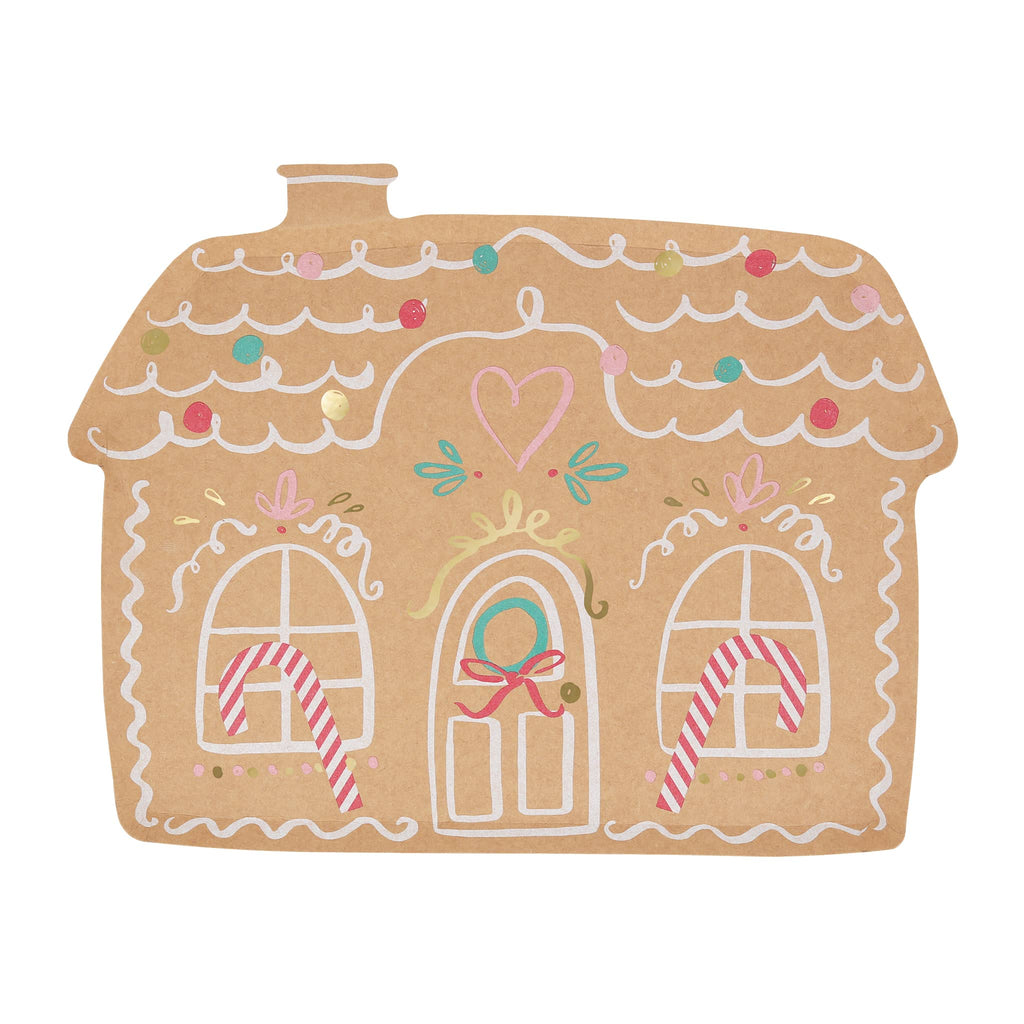 Meri Meri Gingerbread House Shaped Paper Party Plate.