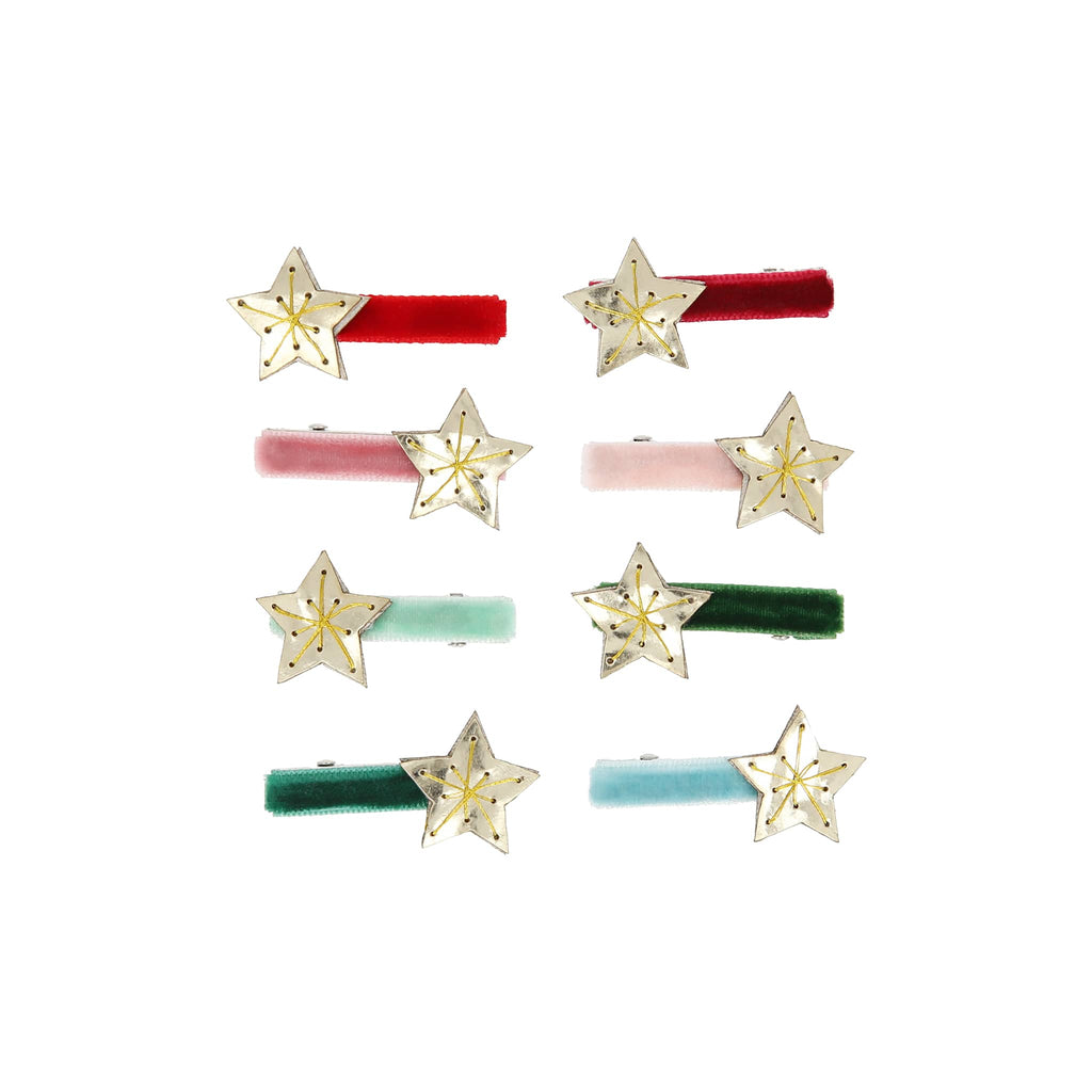 Meri Meri Gold Star Hair Clips, set of 8.