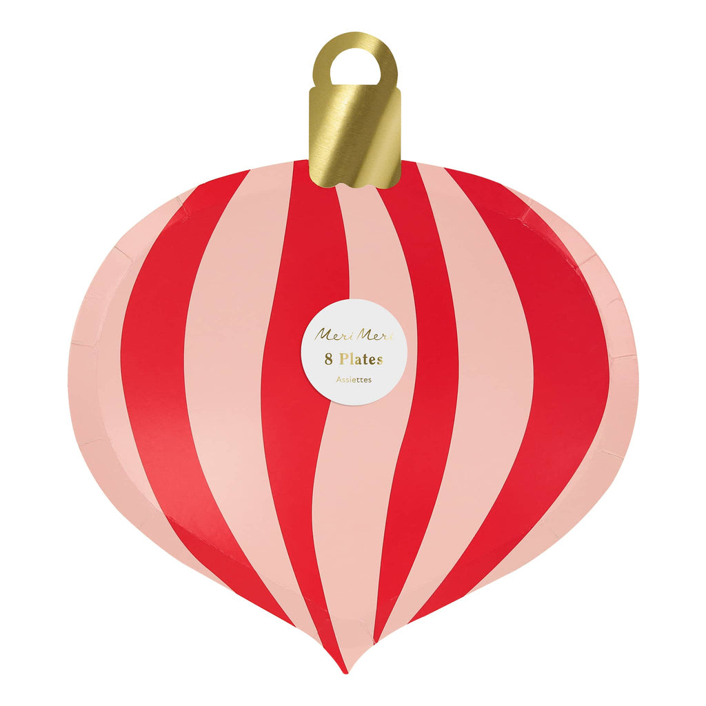 Meri Meri Striped Ornament paper party plates in packaging.