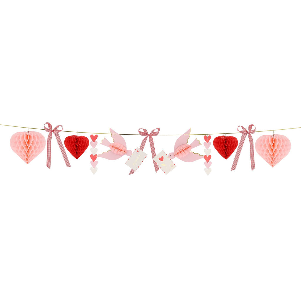 Meri Meri Lovebird Garland Valentine's Day party decoration, full length.