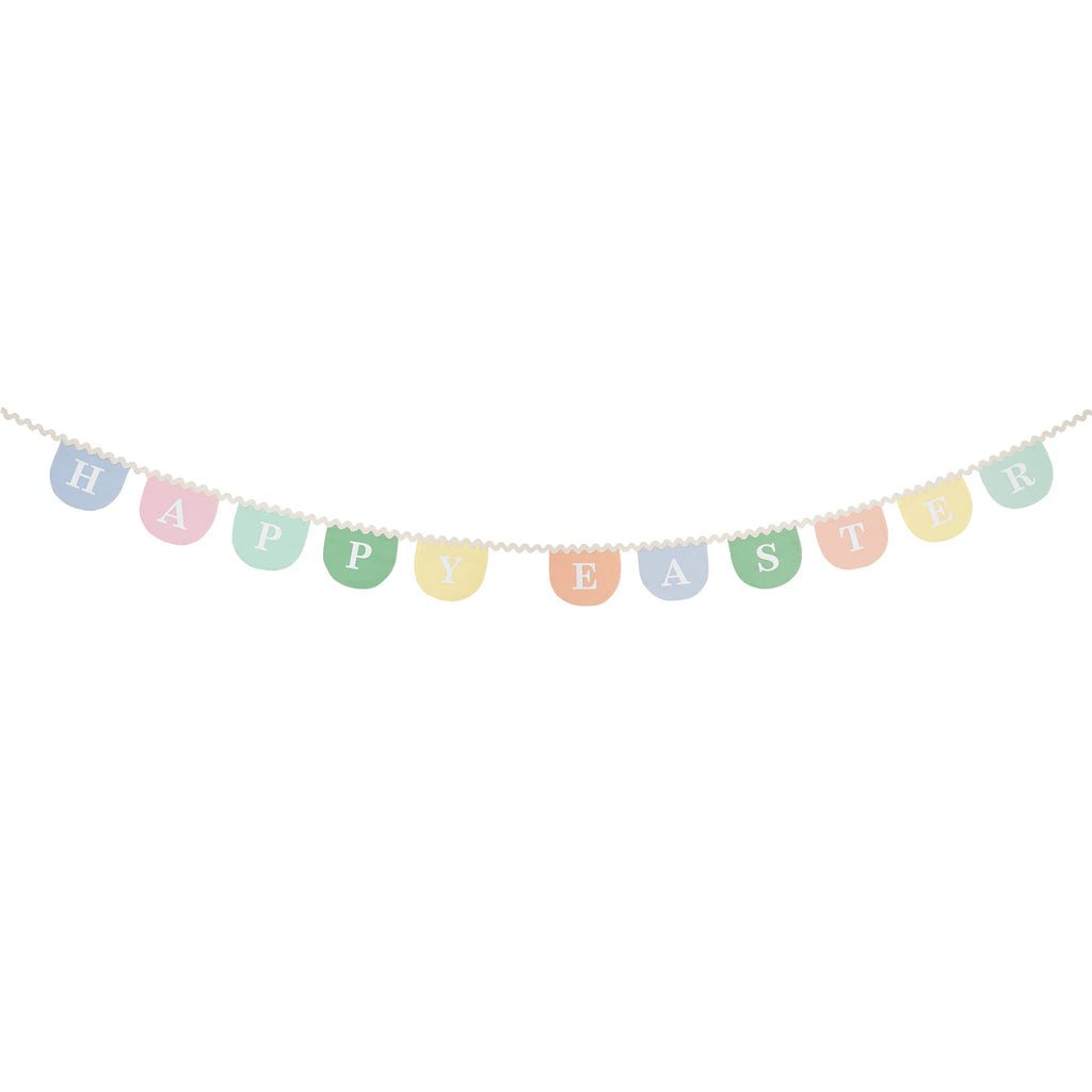 Meri Meri Happy Easter fabric party garland on ric rac, full length.