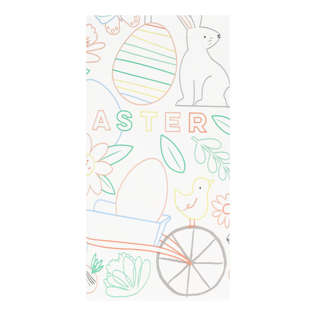 Meri Meri Easter Color in Activity paper table covering, detail view.