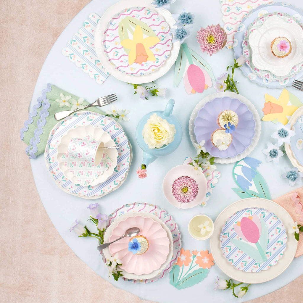 Meri Meri Bloomsbury Floral small paper party napkins in a table setting.