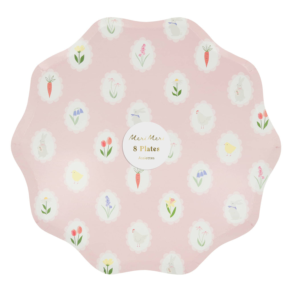 Meri Meri Easter Cameo dinner paper party plate in packaging.