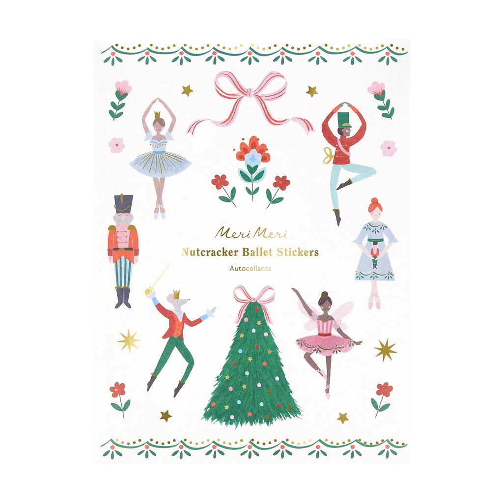Meri Meri Nutcracker Ballet holiday stickers in packaging, on a white background.