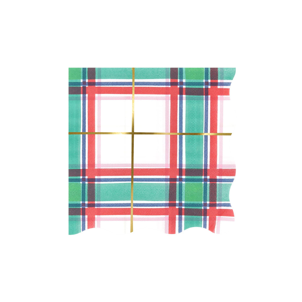 Colorful plaid napkin on a white background.