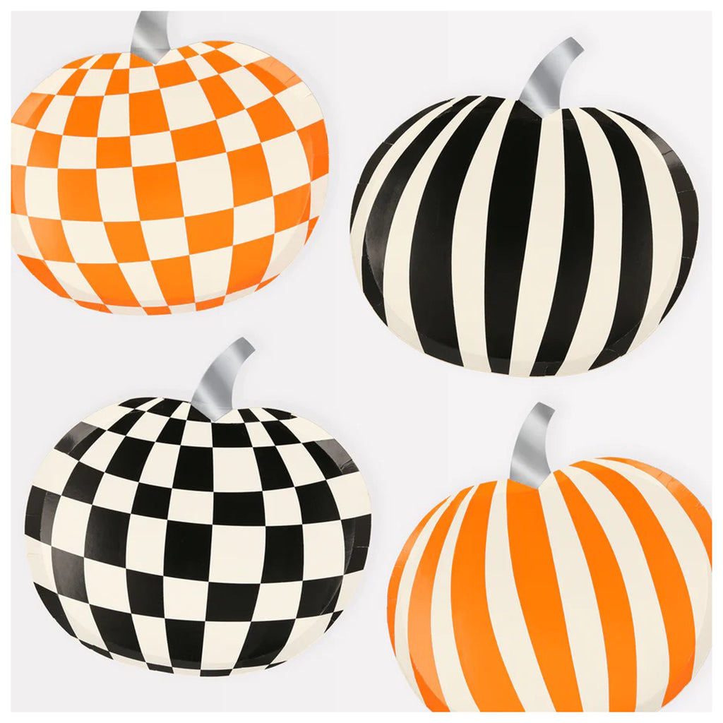 Meri Meri Mod Pattern Pumpkin Plates in 4 designs.