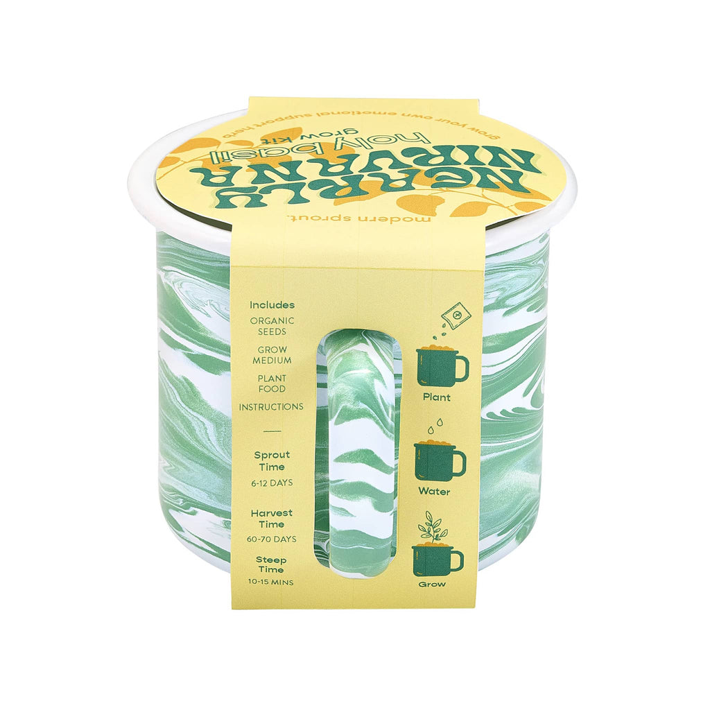 Modern Sprout Altered Herb Mug Nearly Nirvana Holy Basil Grow Kit with packaging, back view.