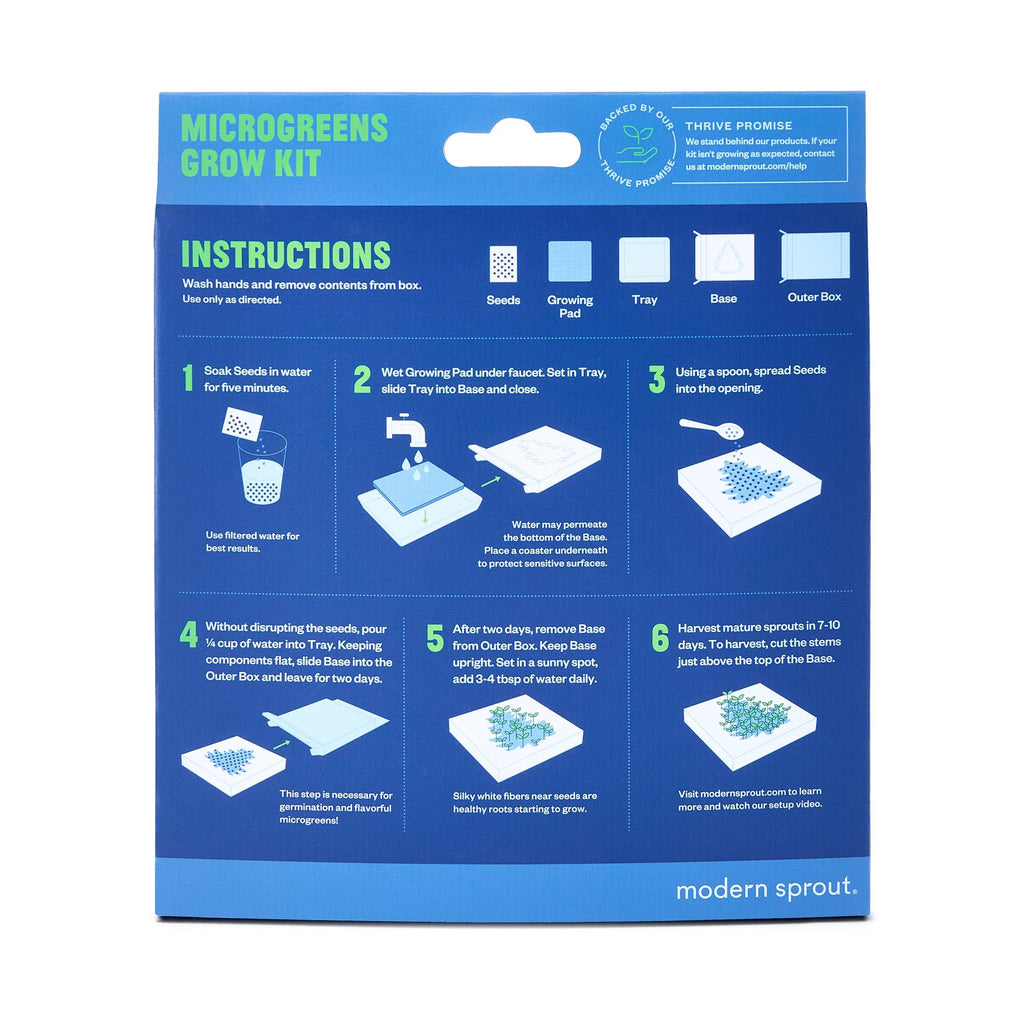 Modern Sprout Winter Wonderland Organic Microgreens Kit in box packaging, back view with instructions.
