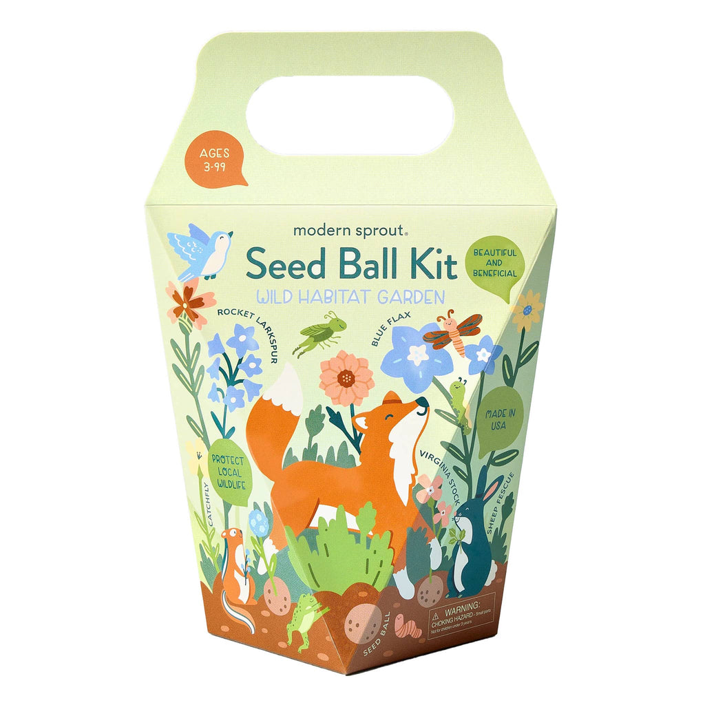 Modern Sprout Wild Habitat Garden Seed Ball Kit in illustrated box packaging, front view.