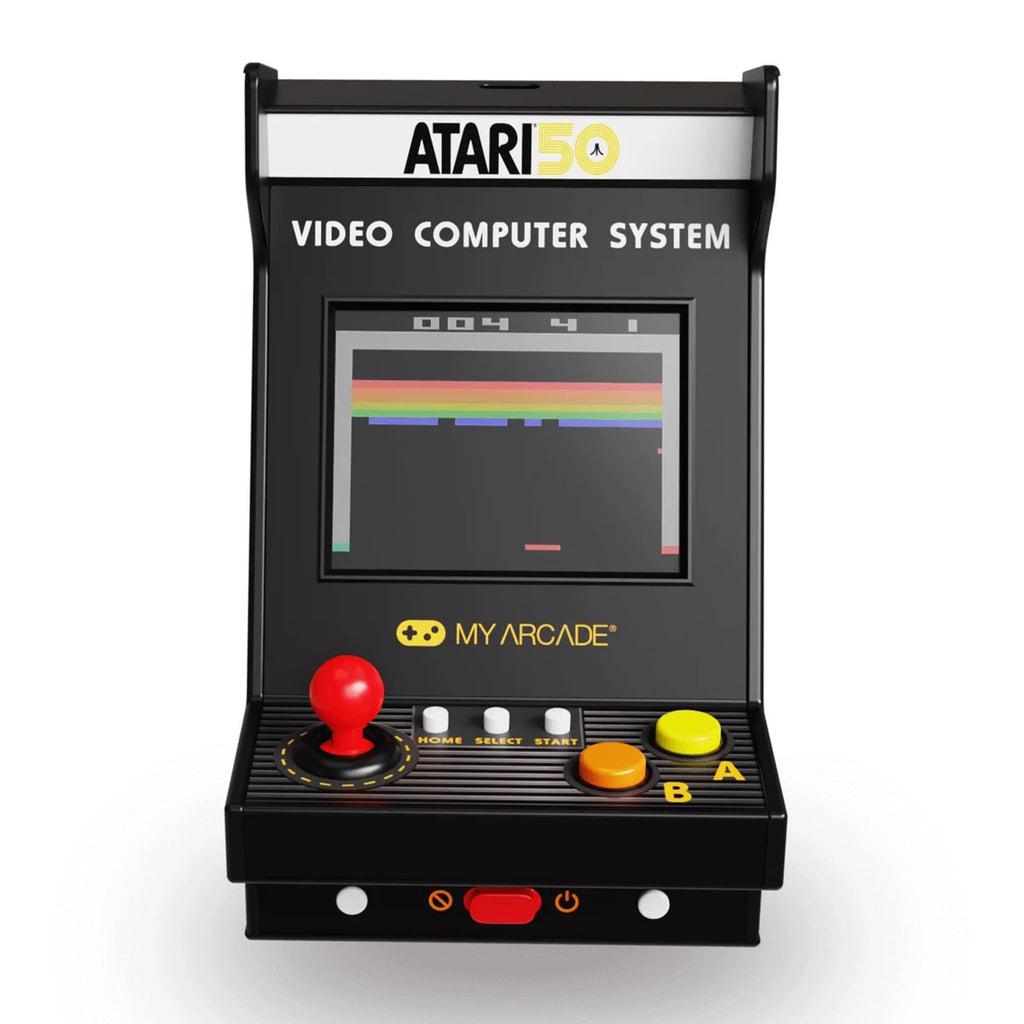 Dreamgear My Arcade Atari Nano Player Pro portable retro arcade game, front view.