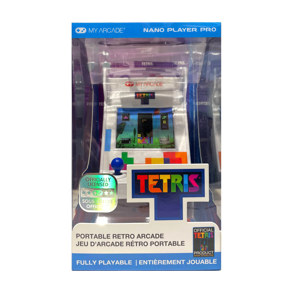 Dreamgear My Arcade Tetris Nano Player Pro portable retro arcade game in box packaging, front view.