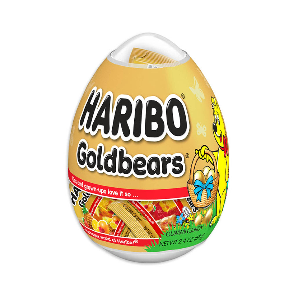 Nassau Candy Haribo Goldbears gummi bears in easter egg packaging.