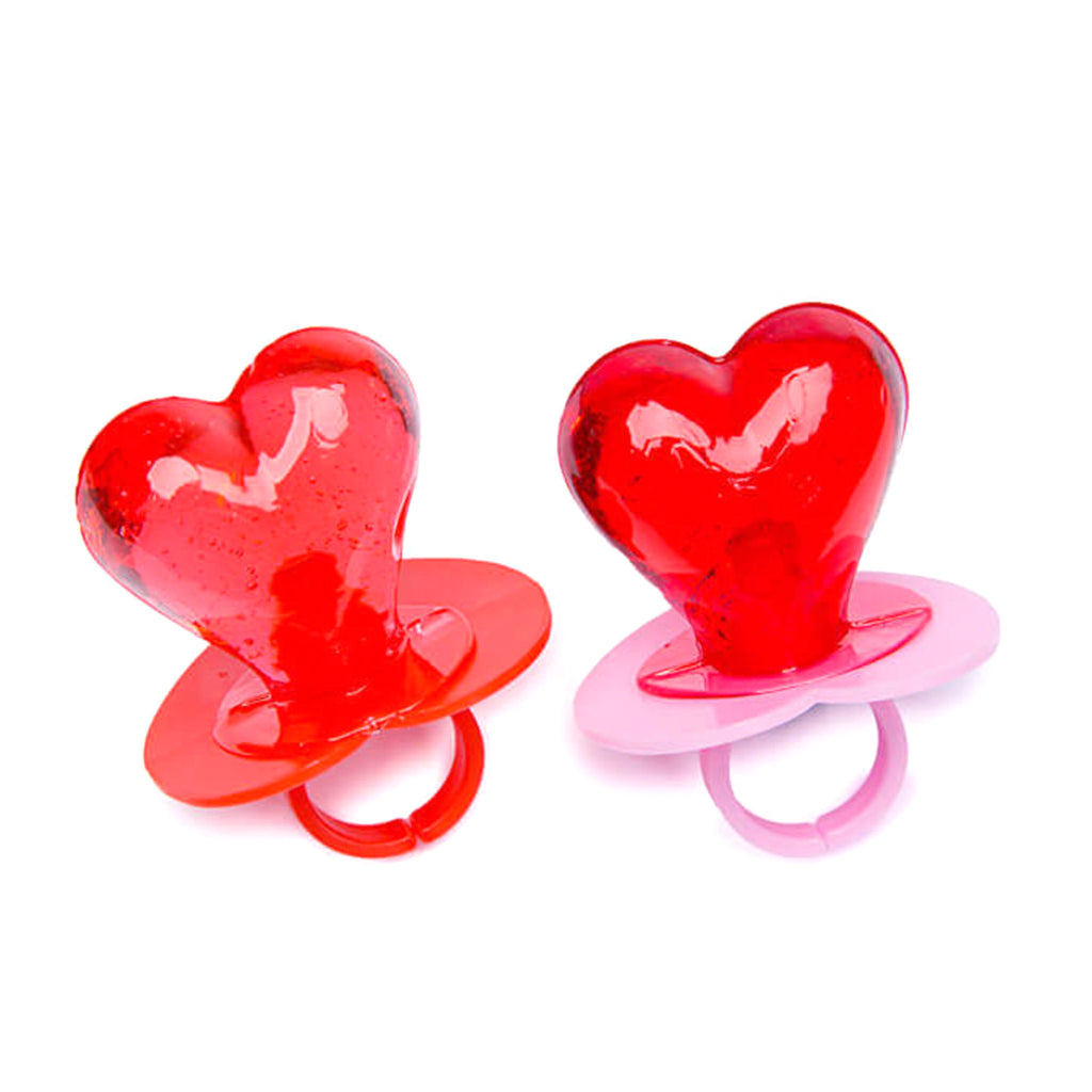 nassau candy valentines day ring pops red heart shaped hard candy on a red and a pink plastic adjustable ring