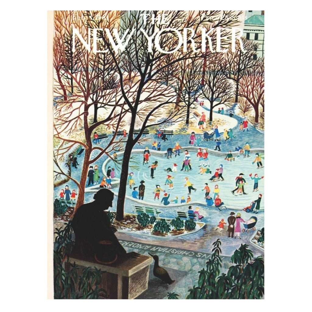 New York Puzzle Company 750 piece Skating in the Park New Yorker cover jigsaw puzzle, original artwork.